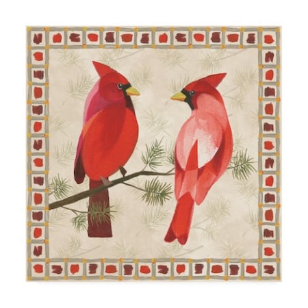 Danhui Nai 'Festive Birds Two Cardinals' Canvas Art,14x14